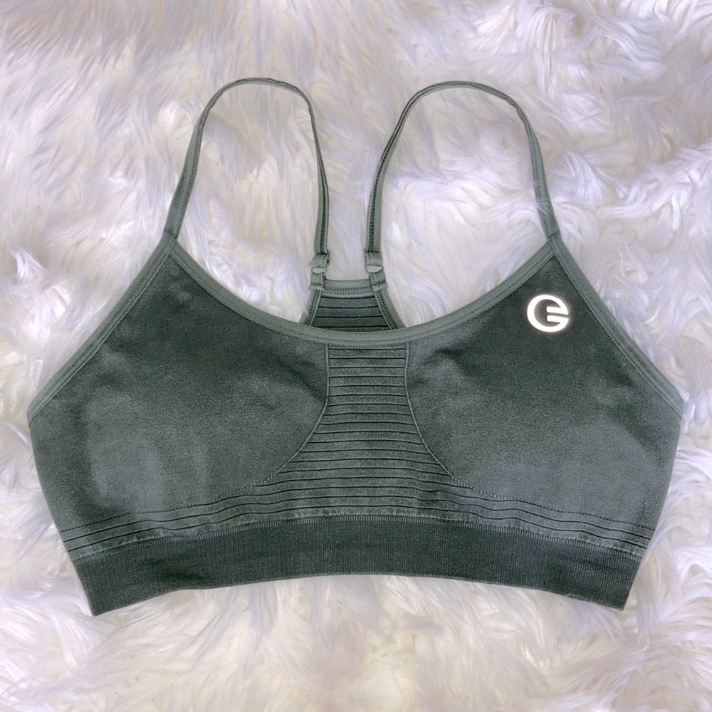 GRRRL Army Green Sports Bra Athletic Top M/L